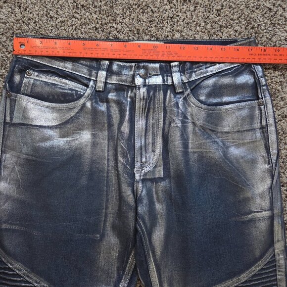 Bleecker and Mercer Jeans Men's 34X30 Coated Silver Moto Rocker Denim Unique - Picture 4 of 8